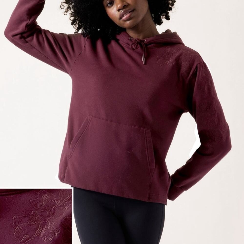 Athleta Retroplush Embroidered Hoodie Sweatshirt